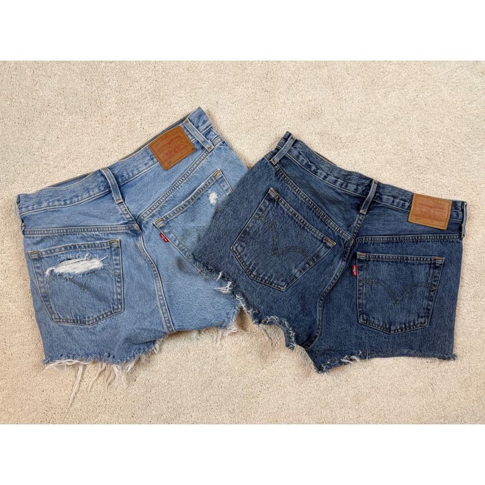 Levi's 501 Women's Cutoff Shorts Sz 28W 2 Pairs Distressed Similar Colors #1472